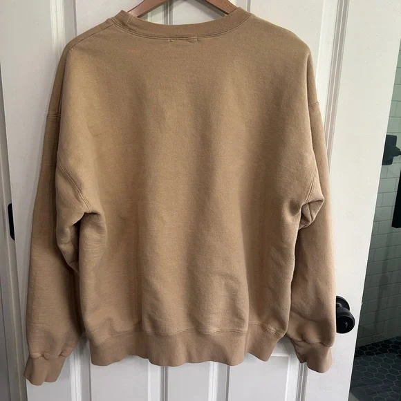 EUC The Bar Tan Varsity Sweatshirt size L with White Lettering. - Picture 6 of 13